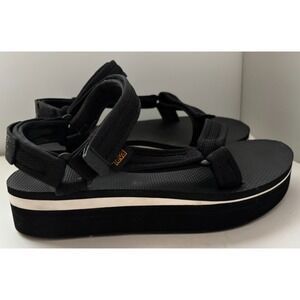 Teva Flatform Universal Sandals Womens‎ sz 10 Black White Platform Athletic EUC